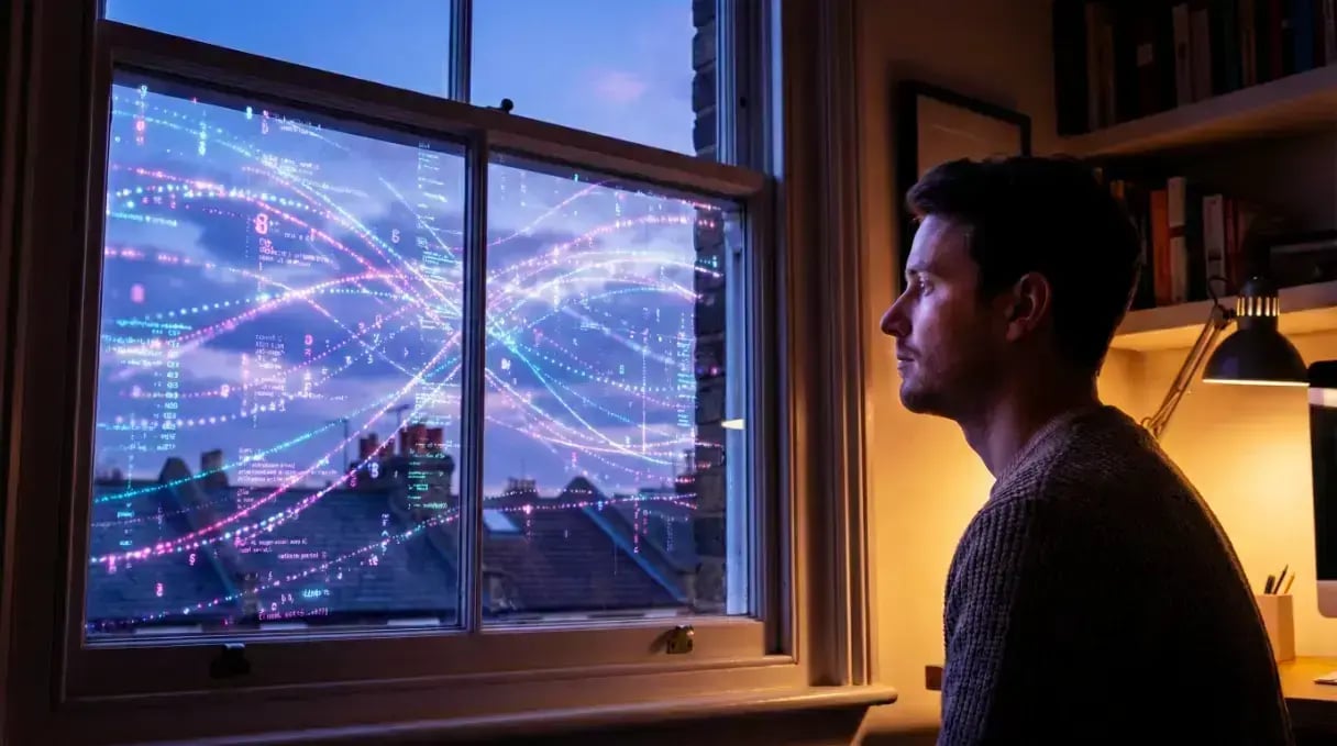 man-window-digital-data